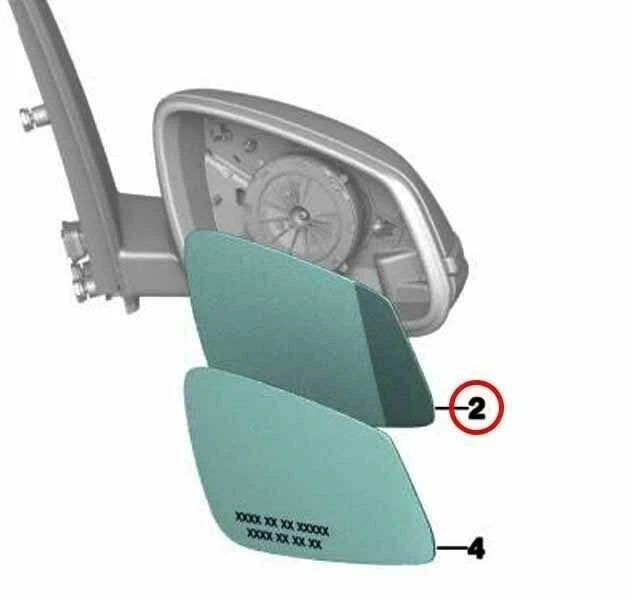 BMW Veidrodis Siluminis Šildomas Plačiavizis Dešinysis F45 F46 F48 Originalus 51167377978