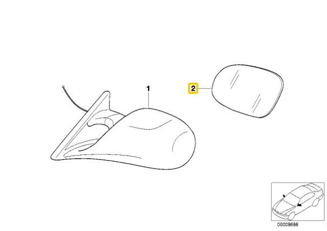 BMW Veidrodis Stiklas E36 E34 E31 51162267191 Originalus