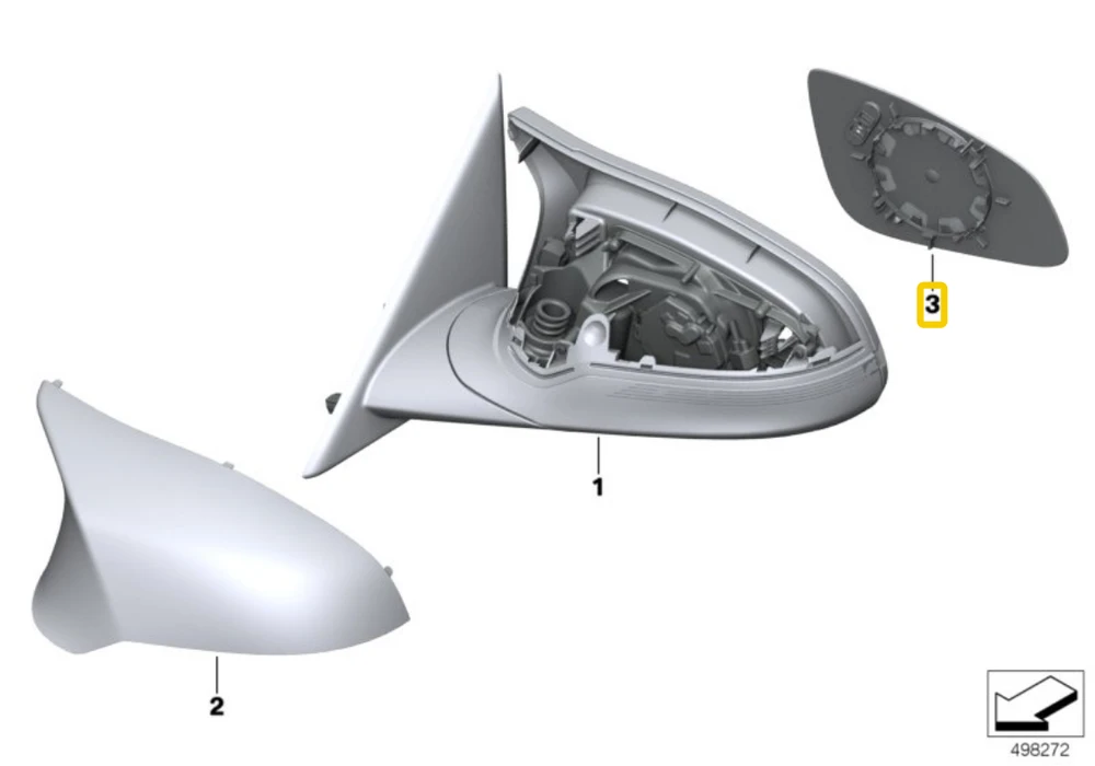 BMW Veidrodžio Stiklas Šildomas Plataus Kampo Dešinysis F30 F80 M3 Originalus 51168059566