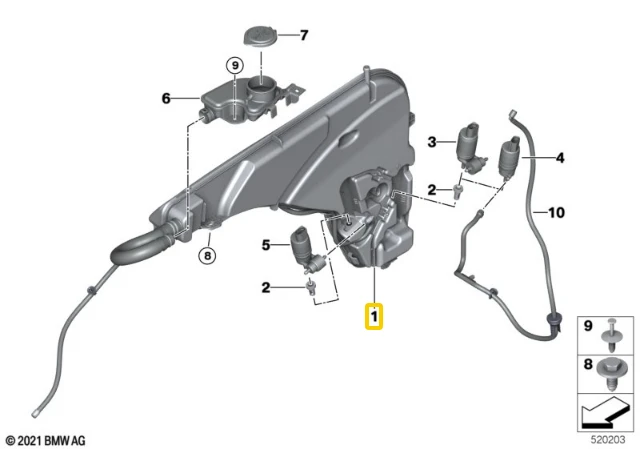 BMW Vėjo Šarmų Valymo Indas X5 X6 X7 Originalus 61667483867