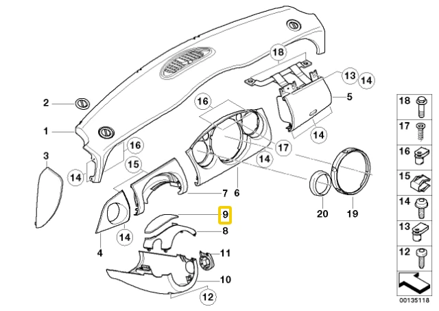 BMW Verkleidung Lenksaule Oben MINI R50 R53 R52 Originalus 51457157357