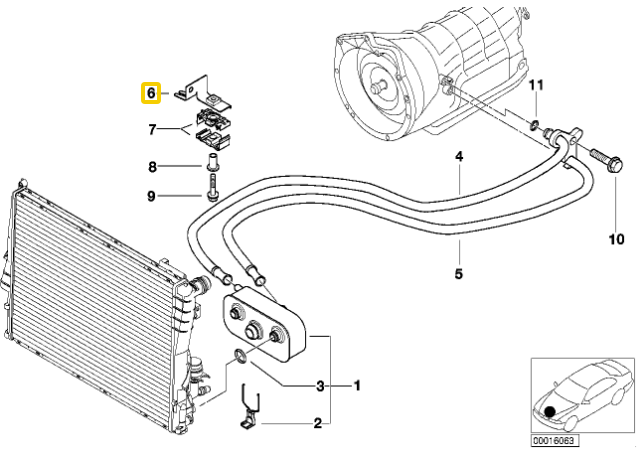 BMW Viršutinė Automatinės Pavarų Dėžės Alyvos Aušintuvo Laikiklis E46 Z4 Originalus 17221705841