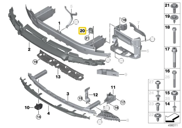 BMW Viršutinė Bumperio Skersinė Atramos Šarvuotė Originalus 51117357203