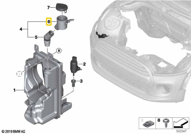 BMW Viršutinė Užpildymo Vamzdis MINI F56 F55 F54 F57 Originalus 61667414868