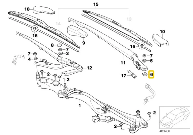 Bmw Wiper Arm Adjusting Plate E65 E66 E67 Originalus 61617008971