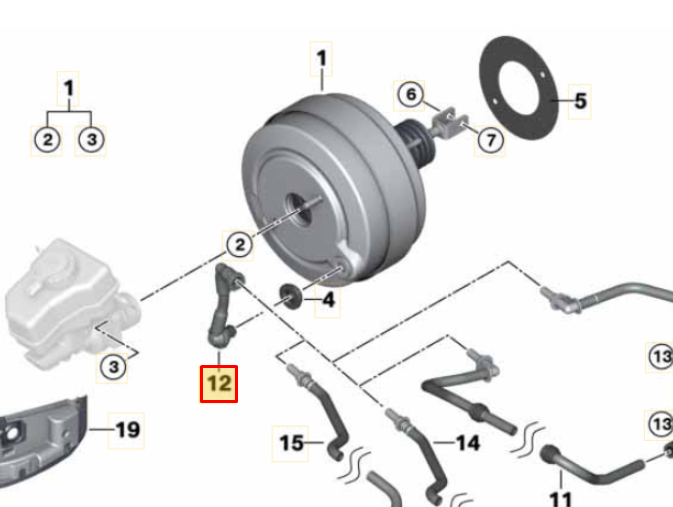 BMW X1 E81 E87 E88 E88 E82 E90 E91 Vakuuminis vamzdis originalus 34337577337