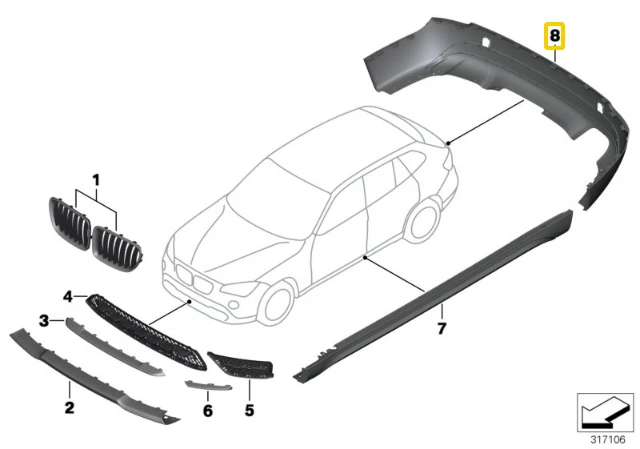 BMW X1 E84 Galinis Bumperio Apatinis Skydelis Originalus 51127345041