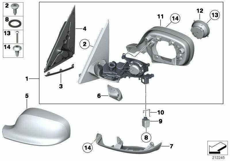 BMW X1 E84 Kairysis Išorinis Veidrodis Dangtelis Originalus 51162997537