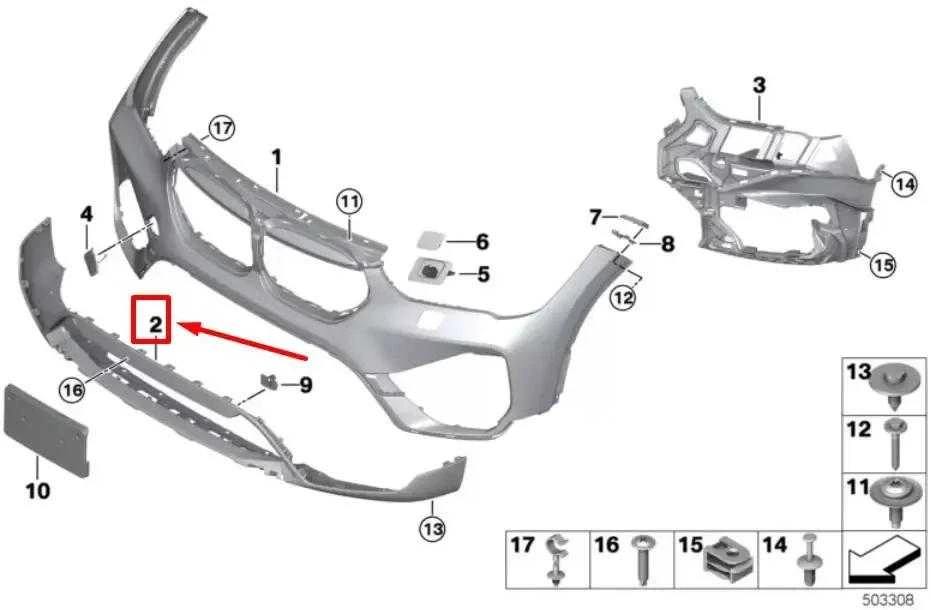 BMW X1 F48 Priekinis Apatinis Stiklo Šoninis 51115A0B080 Originalus