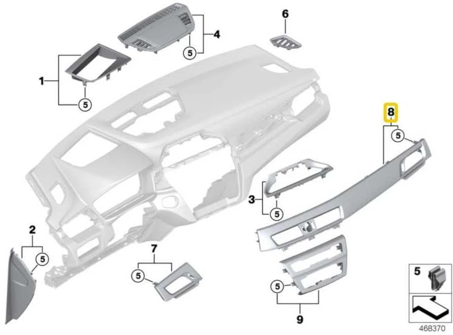 Bmw X1 F48 Priekinis Dešinysis Panelės Aplankas Sidabras Originalus 51459347739