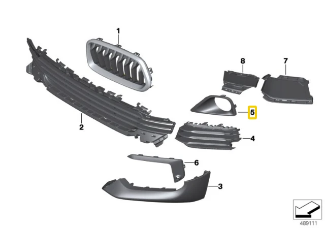 BMW X2 F39 Dešinės Pusės Rūko Žibintų Dangtelis Originalus 51117435124