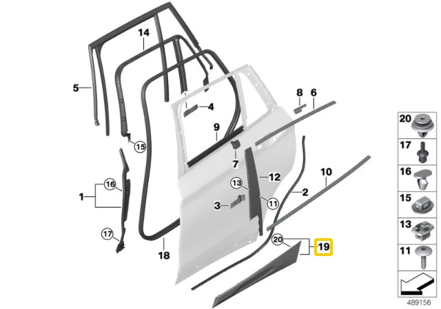 Bmw X2 F39 Galinio Dešinio Durų Moulding Originalus 51137420516