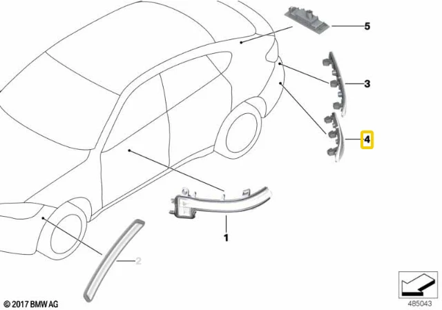 BMW X2 F39 Galinis Kairys Bumperio Atspindėtuvė Originalus 63148053175