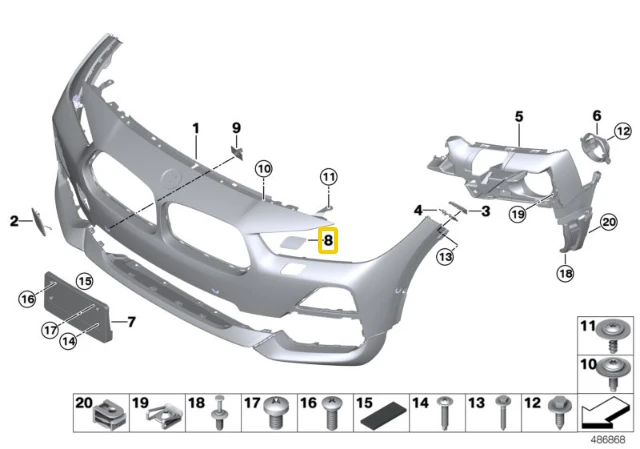 Bmw X2 F39 Kairysis Priekinis Šviesų Valytuvo Dėklas Originalus 51117499489
