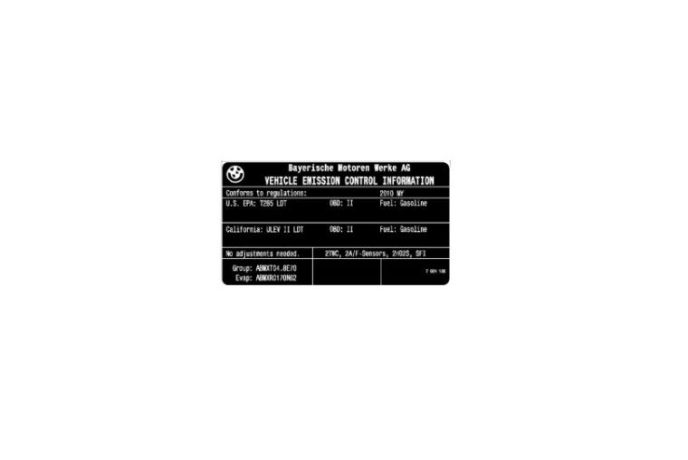 Bmw X3 F25 28iX SAV JAV Išmetimo Etiketas Originalus 71227612762