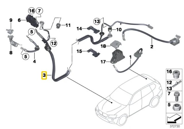 Bmw X3 F25 Akumuliatoriaus Teigiamas Lyderis Po Plokščiu Originalus 61129277916