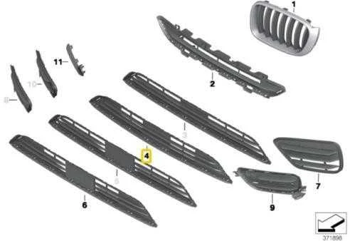BMW X3 F25 Grillas Vidurinis Žemutinis Dalis 51117338491 Originalus
