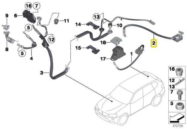 BMW X3 F25 Naujas originalus 9321005 61129321005 Teigiamas akumuliatoriaus laidas 2012