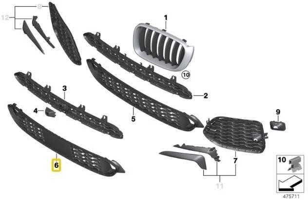 Bmw X3 F25 X4 F26 Grotelės Vidurinė Apatinė Dalis Originalus 51118056998