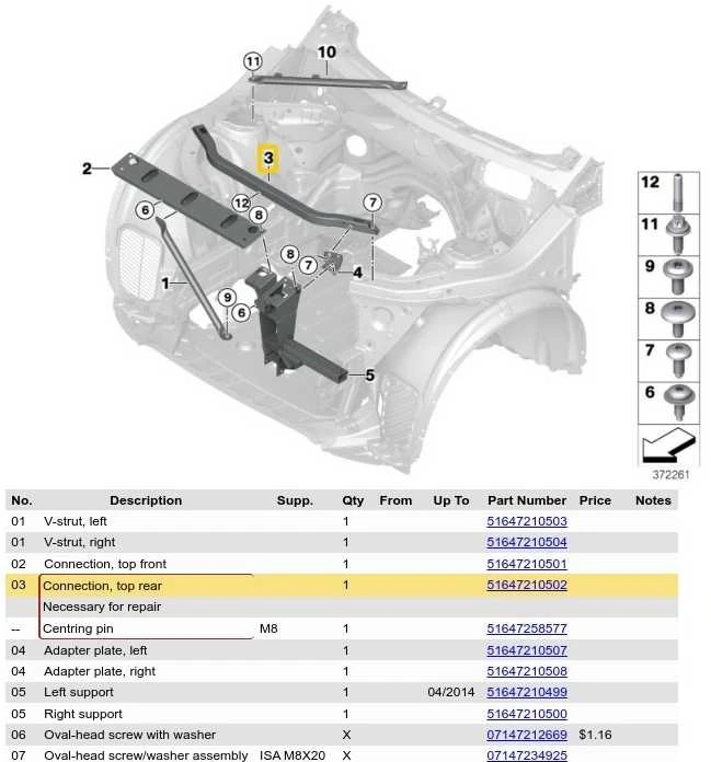 BMW X3 F25 X4 F26 Jungtis Viršutinė Galinė Dalis Originalus 51647210502