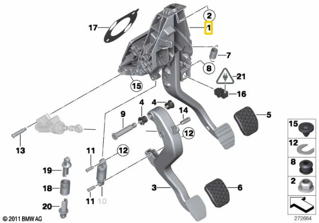 BMW X3 F25 X4 F26 Pedalo Surinkinys Su Stabdžių Pedala Originalus 35006850501