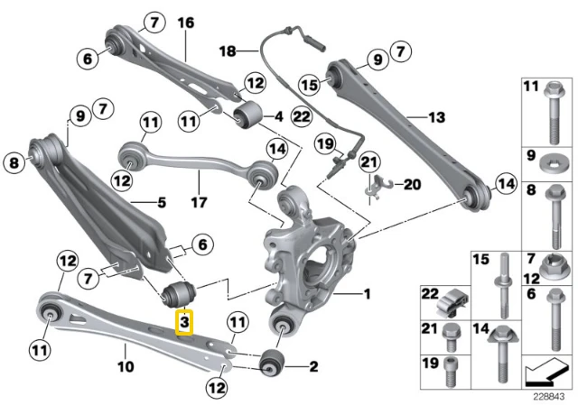 BMW X3 F25 X4 F26 Žiedinė Šarnyras Originalus 33326790493