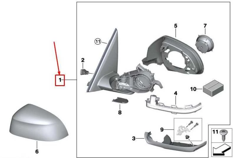 Bmw X3 G01 Šiltoji Išorinė Veidrodis Dešinė Originalus 51168491654