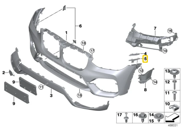 BMW X3 G01 X4 G02 Kairysis Apatinis Vairo Gaidas Originalus 51117399983