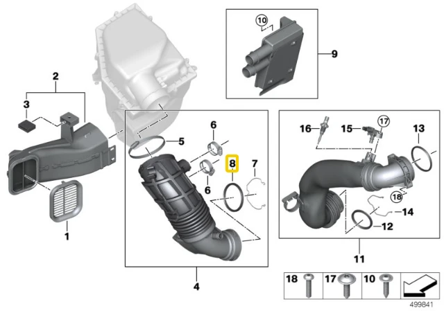 Bmw X3 G01 X4 G02 Variklio Oro Įtako Oro Žiedas Originalus 13719488138