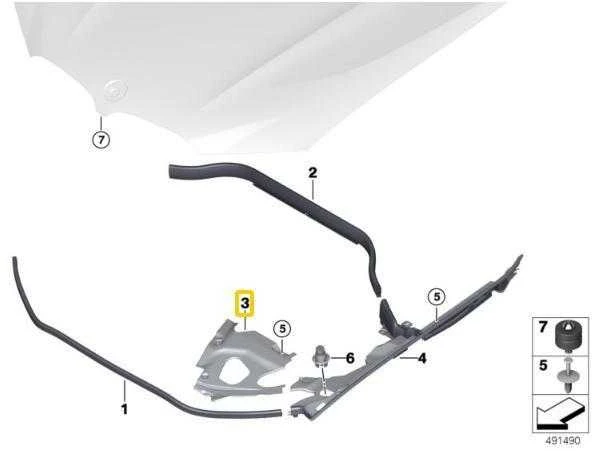 BMW X3 X4 G01 G02 Viršutinis dešinysis variklio skyriaus dangtelis originalus 51767397490