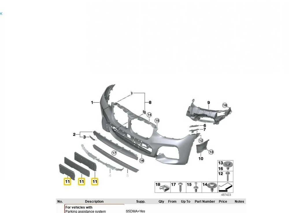 BMW X3 X4 M G01 G02 numerio ženklo laikiklis priekyje 51138064628 originalus