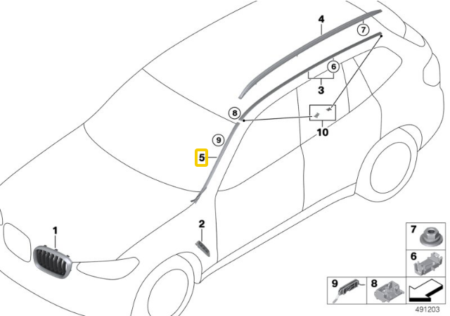 BMW X4 G02 X4 M F98 Kairysis Vėjo Šilumos Stiklo Kraštas Originalus 51137461745