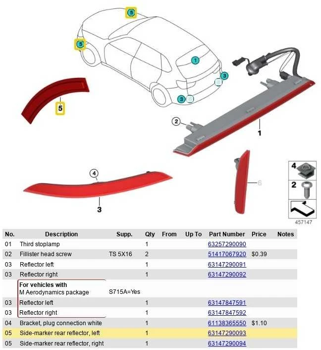 BMW X5 2014-2018 Priekinis vairuotojo pusės bamperio atšvaitas 63147290093 Originalus