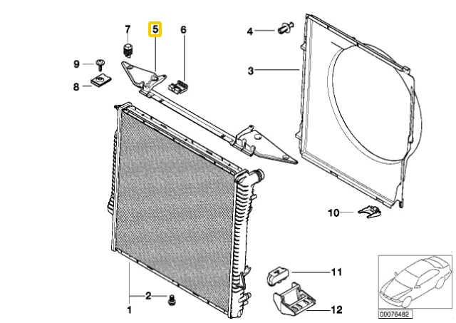 BMW X5 E53 Radiator Montažo Skirta Originalus 17101439117