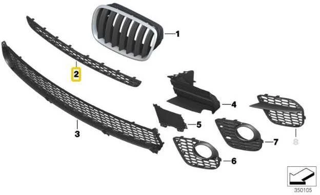 Bmw X5 E70 LCI 2009 2013 Vidurinis Viršutinis Grilis Originalus 51118047336