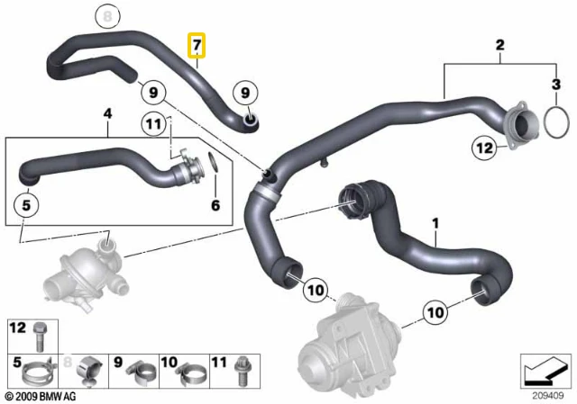 Bmw X5 E70 LCI X6 E71 Variklio Ausinimo Šlaunis Originalus 11537589949