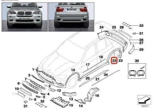 Bmw X5 E70 Priekinis Galinis Kairys Rato Šoninis Gabalas Originalus 51778037293