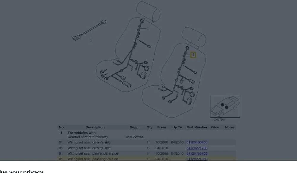 BMW X5 E70 X6 E71 Sėdymo Vieta Kabelių Rinkinys Originalus 61129221959