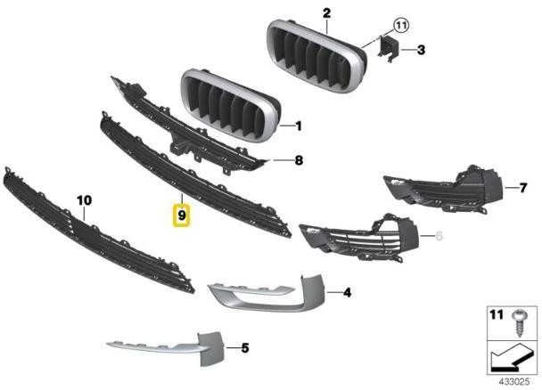 Bmw X5 F15 2012 2018 Centro Žemutinės Grillės Originalus 51117325482