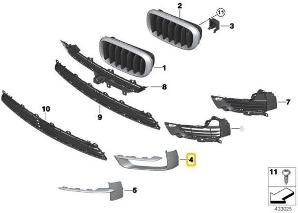 Bmw X5 F15 Dešinė Šoninė Grotelė Originalus 51117308044