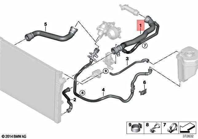 BMW X5 F15 Galvos Cilindro Šilumokaiščio Viršutinės Dalies Šlaunelis Originalus 17128515505