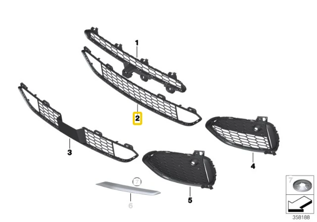 Bmw X5 F15 Grotelės Vidurinė Apatinė Dalis Originalus 51118054012