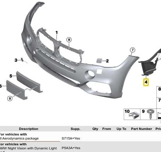 BMW X5 F15 priekinis kairės pusės M Performance oro kanalo dangtelis 51118056305 originalus