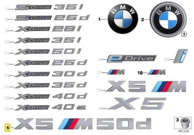 BMW X5 F15 SUV Bagažo dangčio X5M50d emblema ženklelis logotipas originalus 51148059011