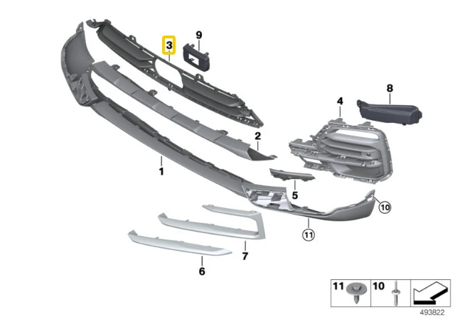 Bmw X5 G05 Centro Oras Išėmimo Grillis Originalus 51117421798