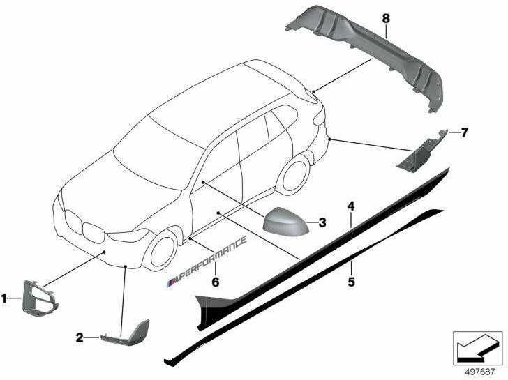 Bmw X5 G05 Folierung Frozen Juodas links Originalus 51142456383