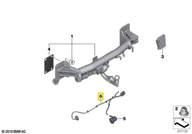 BMW X5 G05 Priekabos Variklio Valdymo Kablis Originalus 61129834453