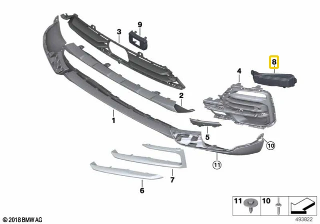 BMW X5 G05 Priekinis Žibintas Dešinės Pusės Dangtelis Originalus 51117459468