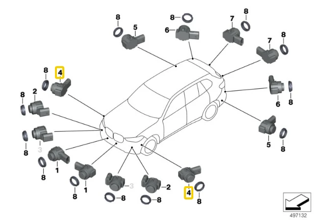 Bmw X5 G05 X6 G06 X7 G07 Ultrasonic Sensor Flamenco Raudona Originalus 66209475080