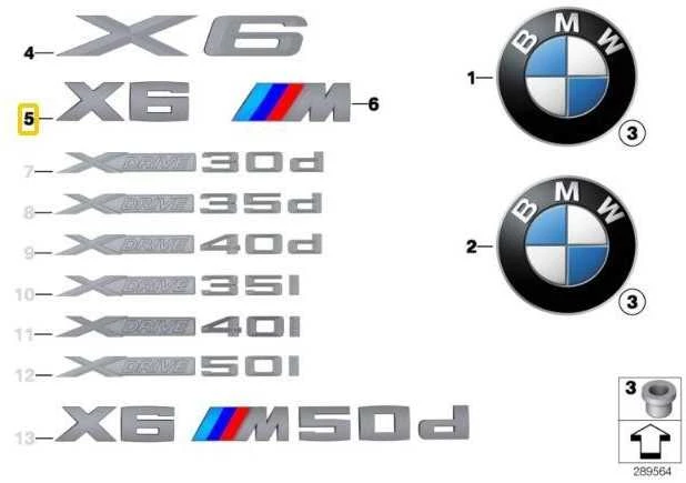 Bmw X6 E71 07 14 Raidės Originalus 51147206122